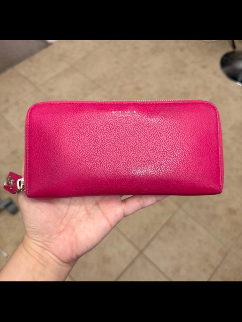 Saint Laurent YSL Hot Pink Long Zippy Wallet